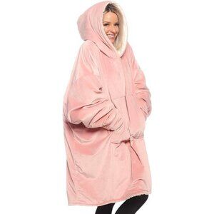 Oversized Microfiber & Sherpa Wearable Blanke One Size Fits All (Blush)